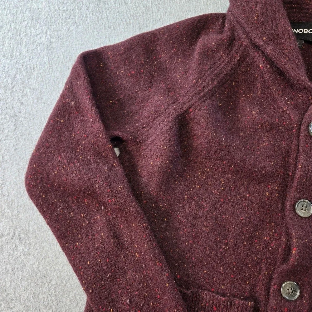 Bonobos Sweater Boys M Purple Cardigan Shawl Collar Pockets Wool Nylon